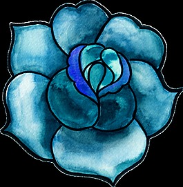 藍色優(yōu)雅花卉透明素材