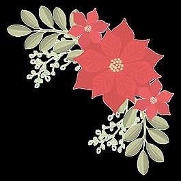紅色邊框精致花卉透明素材