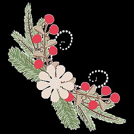 松樹樹葉與花卉透明素材