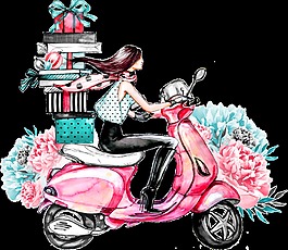 粉色電動(dòng)車透明素材