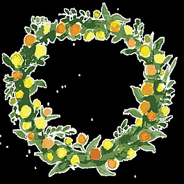 水彩畫花環(huán)透明素材