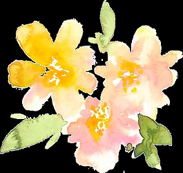 黃色水彩碎花透明素材