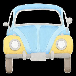 藍(lán)色水彩小汽車透明素材