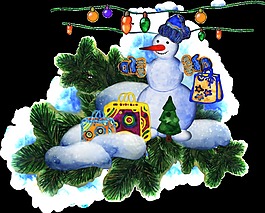植物與雪人透明素材