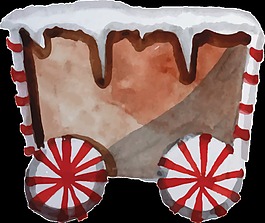 冬天小推車透明素材