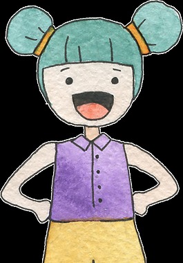 微笑卡通女孩透明素材