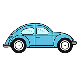 手繪藍(lán)色汽車元素
