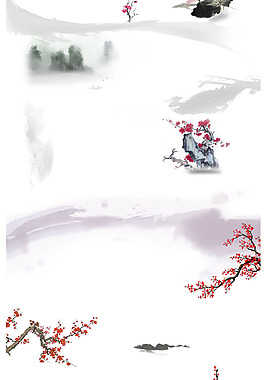 手繪水墨梅花元素