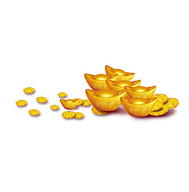 手绘金币元宝元素