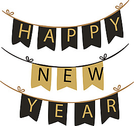手绘新年字母元素