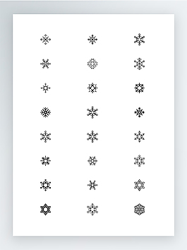 APP创意黑白雪花图标集