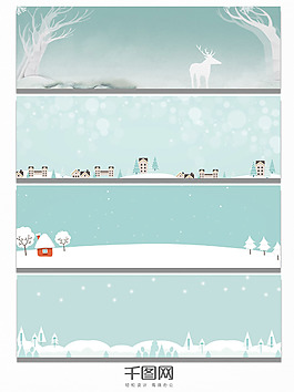 綠色冬季下雪banner