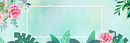 粉色花朵植物banner背景素材