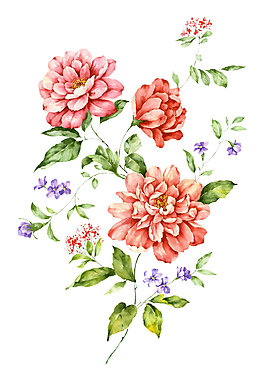 粉色手繪花朵png元素素材