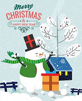 雪地雪人圣誕素材