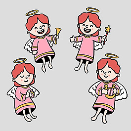 紅色卡通天使免摳psd透明素材