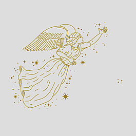 白描風格天使免摳psd透明素材