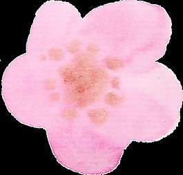 簡約水彩鮮花卡通透明素材