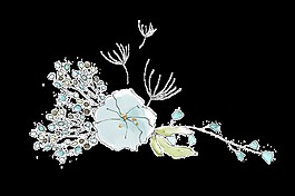 淡藍色花朵卡通透明素材