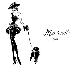 牽狗時(shí)尚美女標(biāo)志圖片
