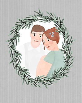 手繪卡通夫妻結(jié)婚紀(jì)念日相框psd源文件