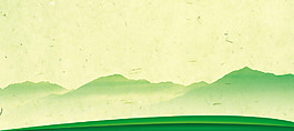 手绘绿色山脉banner背景素材