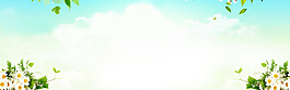 清新綠色樹葉banner背景素材