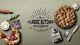 俯視西式食品海報(bào)背景psd源文件