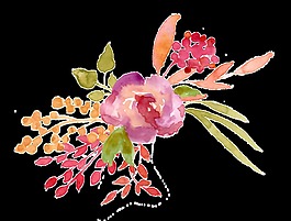 幸福花卉卡通透明素材