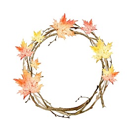 手繪紅色楓葉圓環(huán)psd源文件