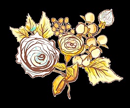 手繪時(shí)尚花卉卡通透明素材