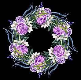 多邊形花卉邊框卡通透明素材