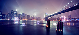 唯美城市夜景banner背景素材