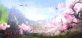 唯美粉色花朵banner背景素材