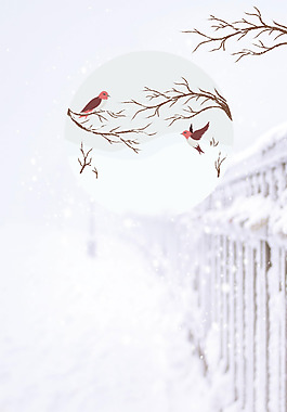 浪漫雪花圍墻背景