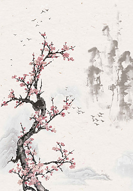 中國(guó)風(fēng)水墨樹(shù)枝背景