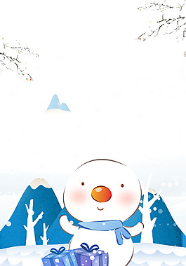小清新雪人禮物背景