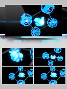 蓝色分子结构放大展示视频素材