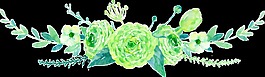 手繪綠色花朵花邊png透明素材
