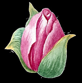 深紫花束卡通透明素材