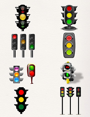 世界交通安全日紅綠燈信號的元素設計素材