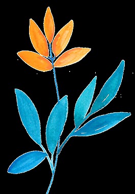 黃藍(lán)樹葉卡通透明素材
