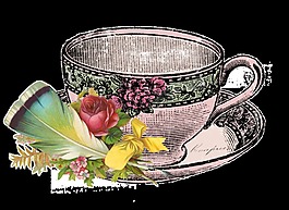 花邊杯子卡通透明素材