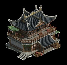 手繪復(fù)古寺廟png透明素材