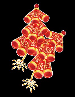 手繪可愛(ài)春節(jié)鞭炮png透明素材