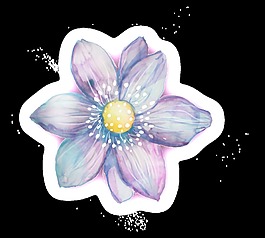 水彩手繪簡約花朵png透明素材