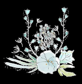 冰藍(lán)花叢卡通透明素材