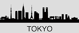 东京黑色剪影免抠psd透明素材