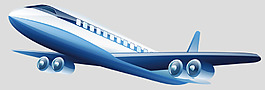 藍(lán)色大飛機(jī)半側(cè)面圖免摳psd透明素材
