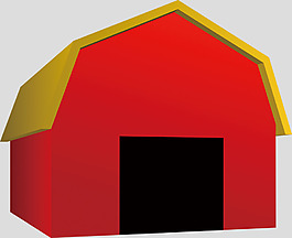 紅色簡約谷倉免摳psd透明素材